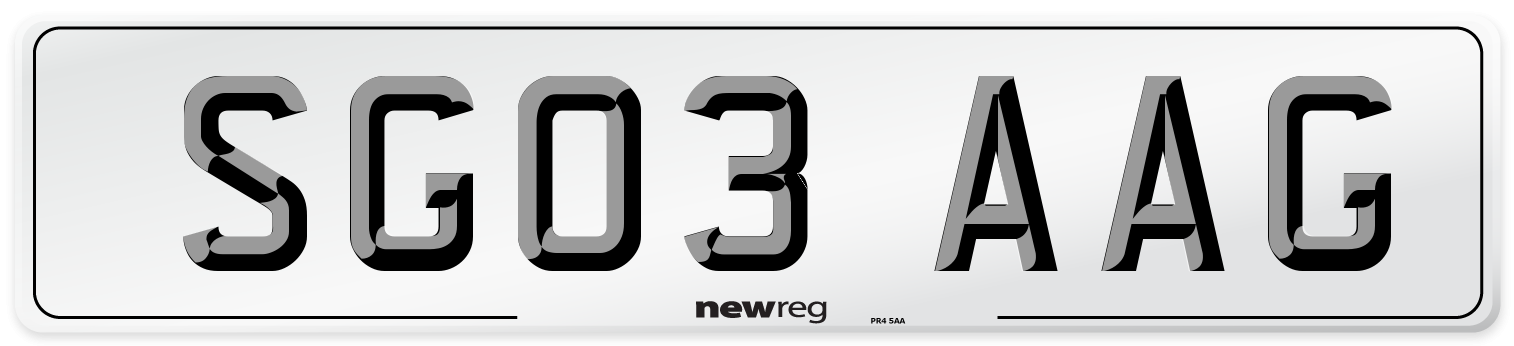 SG03 AAG Number Plate from New Reg